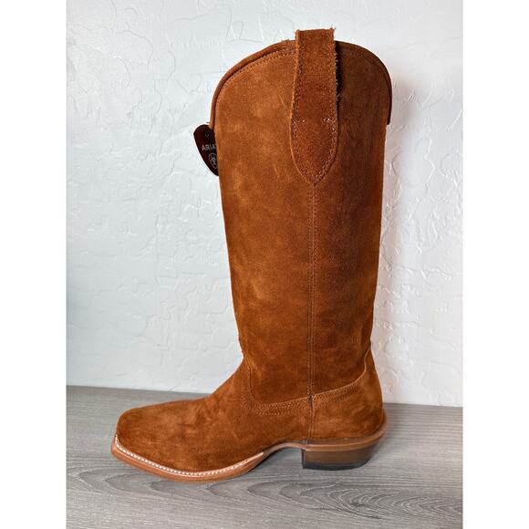 Ariat Memphis Womens 9B Tall 13” Suede Western Boots Square Toe - Penny Roughout - Picture 3 of 9